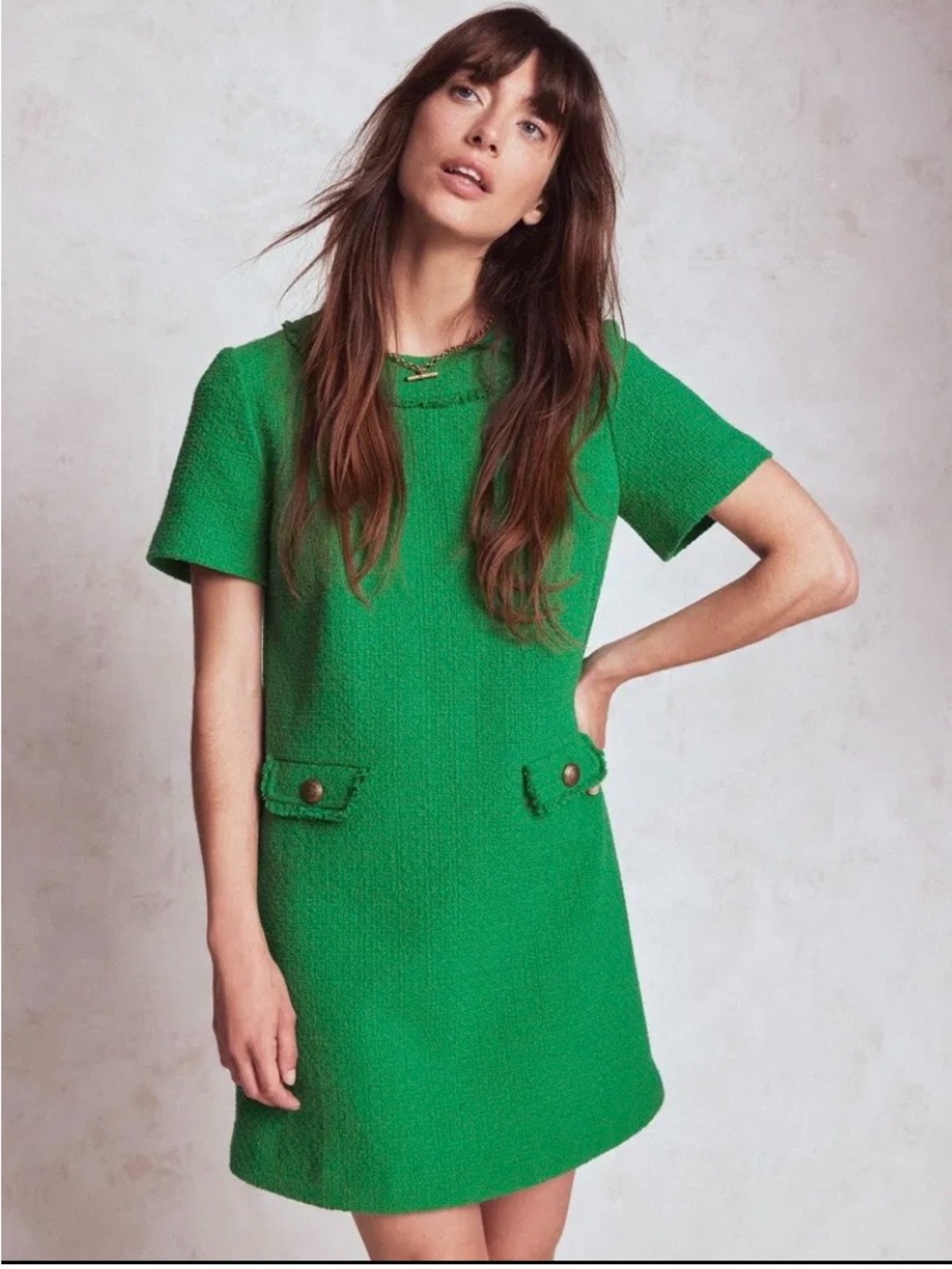 Evita Cotton Shift Dress Green Boden US 2